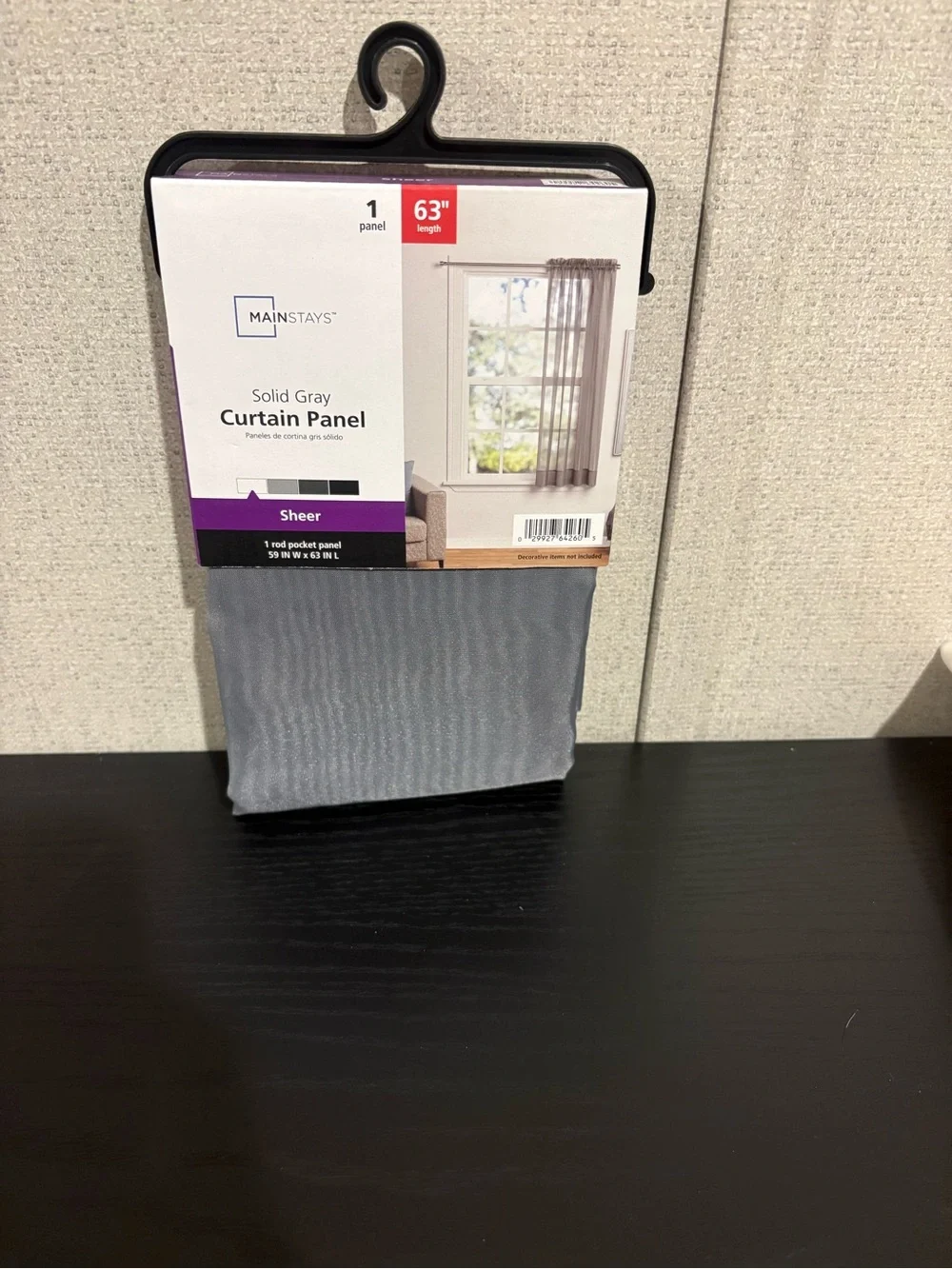 Mainstays Gray Sheer Curtain Panel